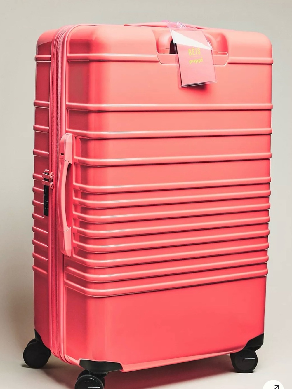 BEIS x Poppi large check in luggage coral pink summer limited edition WITH COVER
